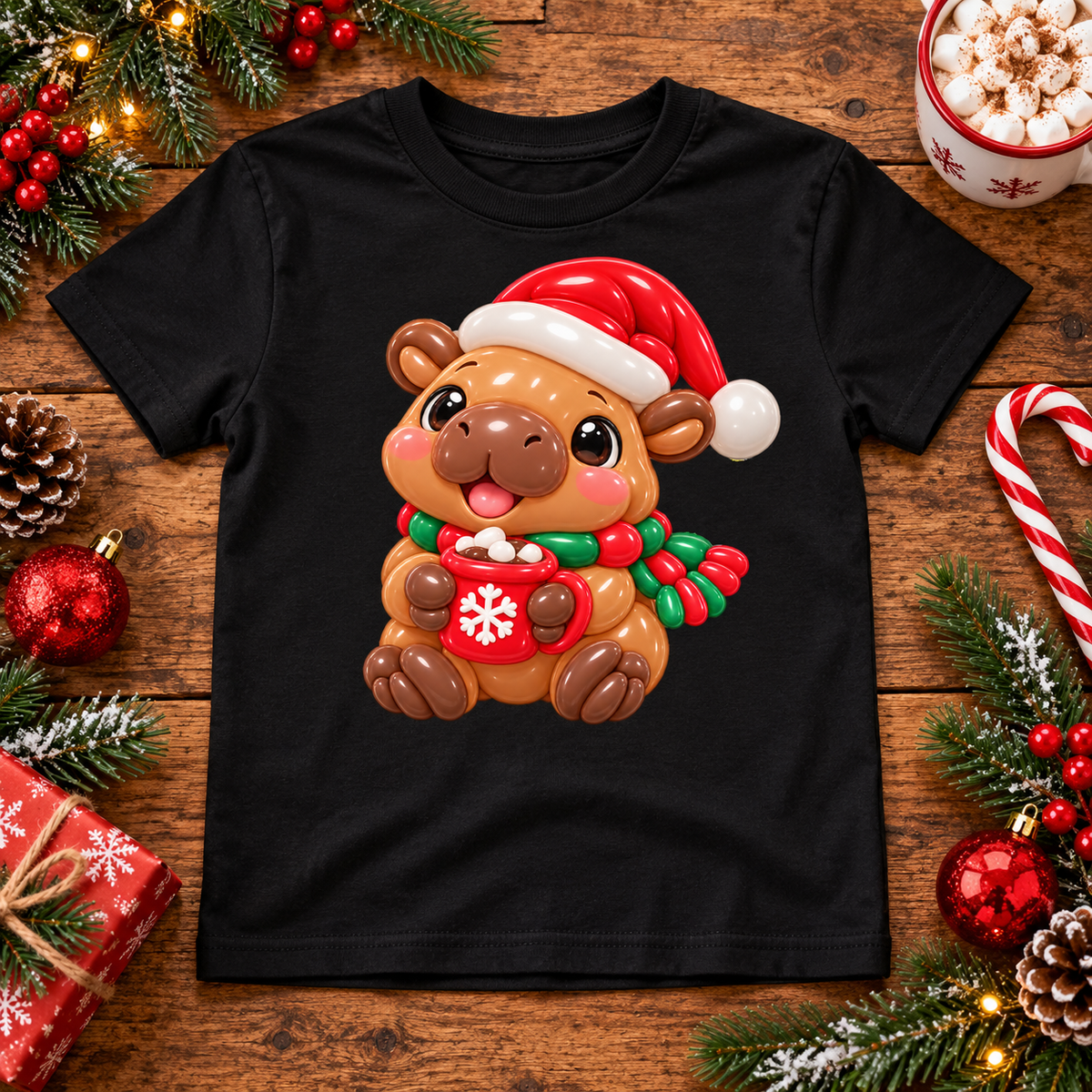 Christmas Capybara Balloon Tee – Youth