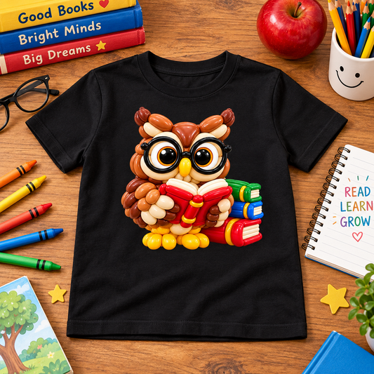 Bookworm Owl Balloon Tee – Youth